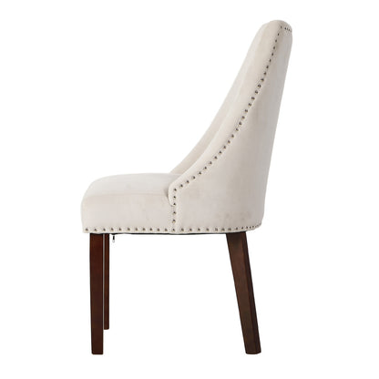 Oikiture 2PCs Velvet Dining Chair Kitchen Padded Seat Design Beige-Dining Chair-PEROZ Accessories