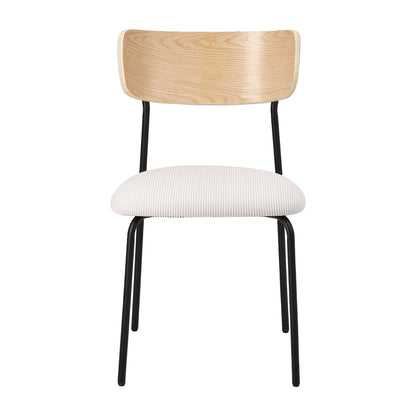 Oikiture 2PCS Dining Chairs Padded Kitchen Chair Corduroy Beige-Dining Chair-PEROZ Accessories