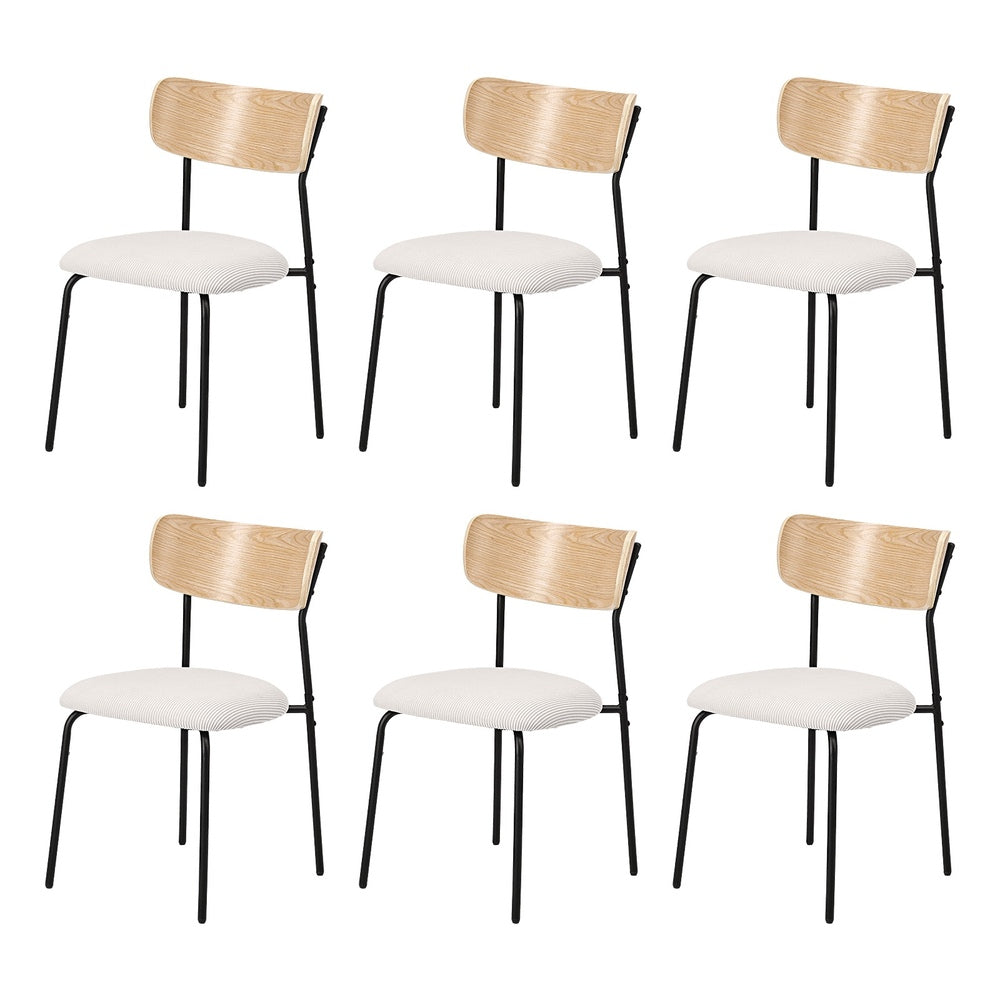 Oikiture 6PCS Dining Chairs Padded Kitchen Chair Corduroy Beige-Dining Chair-PEROZ Accessories