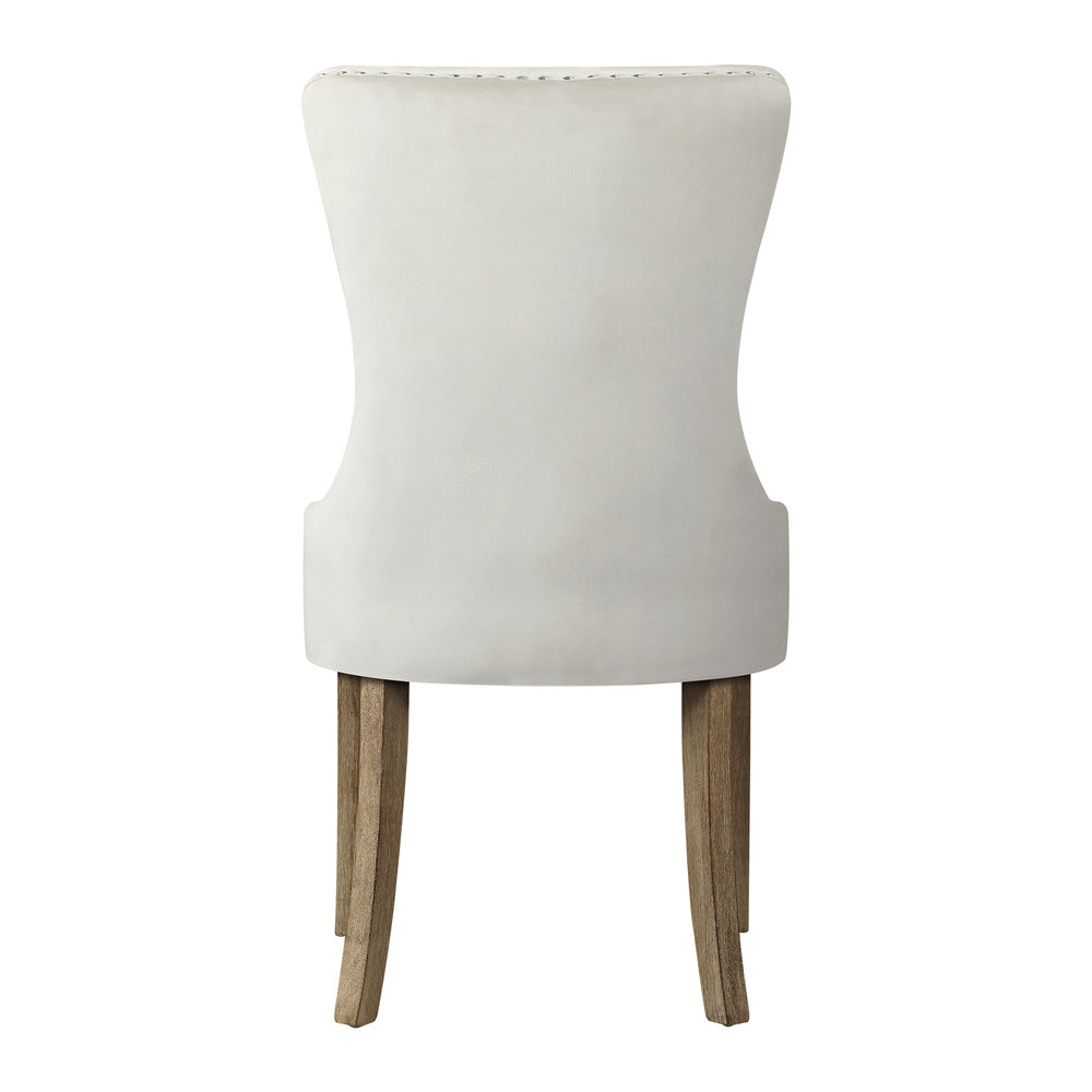 Oikiture Velert Dining Chair with Wooden Frame and French Tufted X2 Beige-Dining Chairs-PEROZ Accessories