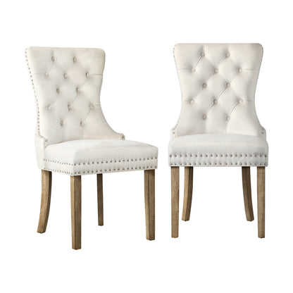 Oikiture 8x Velvet Dining Chairs French Provincial Tufted Beige-Dining Chair-PEROZ Accessories