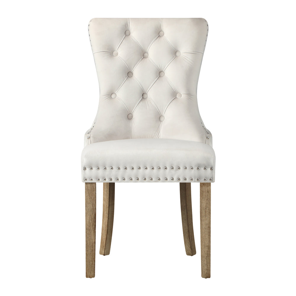 Oikiture 8x Velvet Dining Chairs French Provincial Tufted Beige-Dining Chair-PEROZ Accessories
