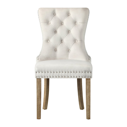 Oikiture 8x Velvet Dining Chairs French Provincial Tufted Beige-Dining Chair-PEROZ Accessories