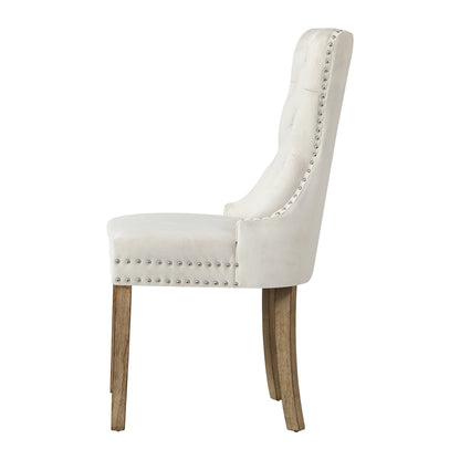 Oikiture 8x Velvet Dining Chairs French Provincial Tufted Beige-Dining Chair-PEROZ Accessories