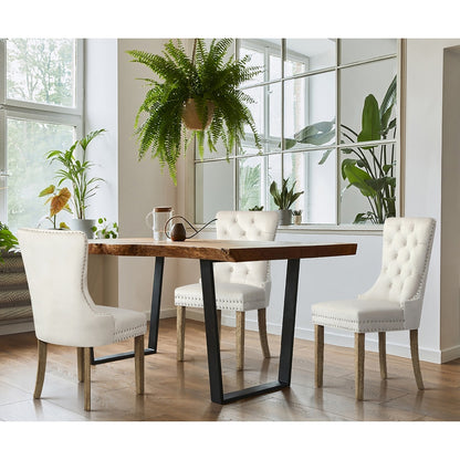 Oikiture 8x Velvet Dining Chairs French Provincial Tufted Beige-Dining Chair-PEROZ Accessories