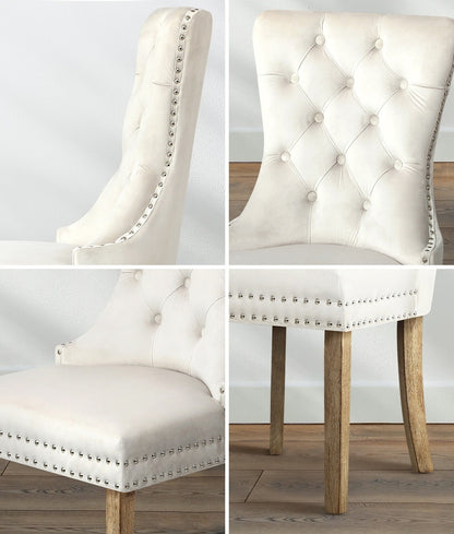 Oikiture 8x Velvet Dining Chairs French Provincial Tufted Beige-Dining Chair-PEROZ Accessories