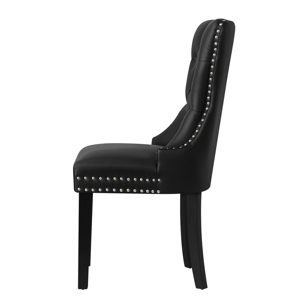 Oikiture 8x Dining Chairs French Provincial Tufted PU Leather Black-Dining Chair-PEROZ Accessories