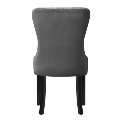 Oikiture Velert Dining Chair with Wooden Frame and French Tufted X2 Grey-Dining Chairs-PEROZ Accessories