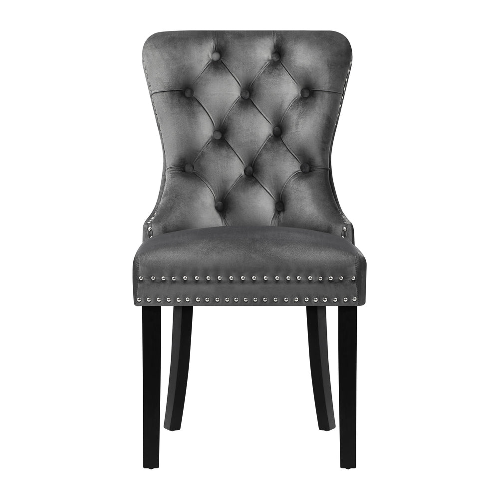 Oikiture 6x Velvet Dining Chairs French Provincial Tufted Grey-Dining Chair-PEROZ Accessories