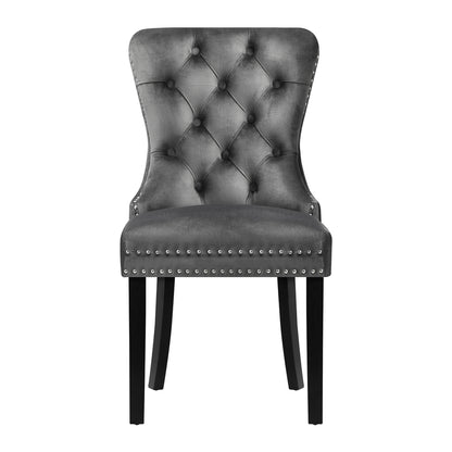 Oikiture 8x Velvet Dining Chairs French Provincial Tufted Grey-Dining Chair-PEROZ Accessories