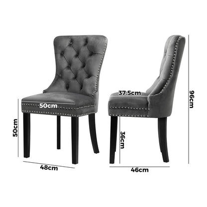 Oikiture 8x Velvet Dining Chairs French Provincial Tufted Grey-Dining Chair-PEROZ Accessories