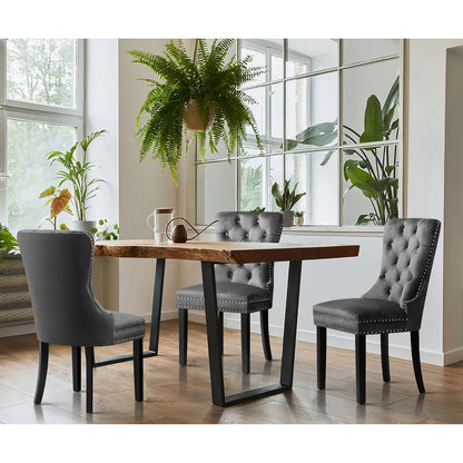 Oikiture 8x Velvet Dining Chairs French Provincial Tufted Grey-Dining Chair-PEROZ Accessories