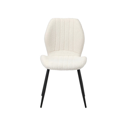Oikiture Set of 4 Dining Chairs Padded Seat Armless Boucle White-Dining Chairs-PEROZ Accessories
