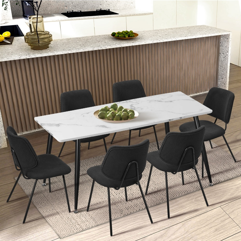 Oikiture 4x Dining Chair Vintage Retro Polyester Padded Dark Grey-Dining Chair-PEROZ Accessories