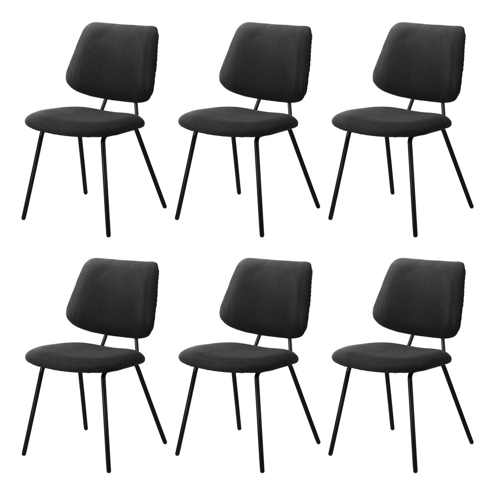 Oikiture 6x Dining Chair Vintage Retro Polyester Padded Dark Grey-Dining Chair-PEROZ Accessories