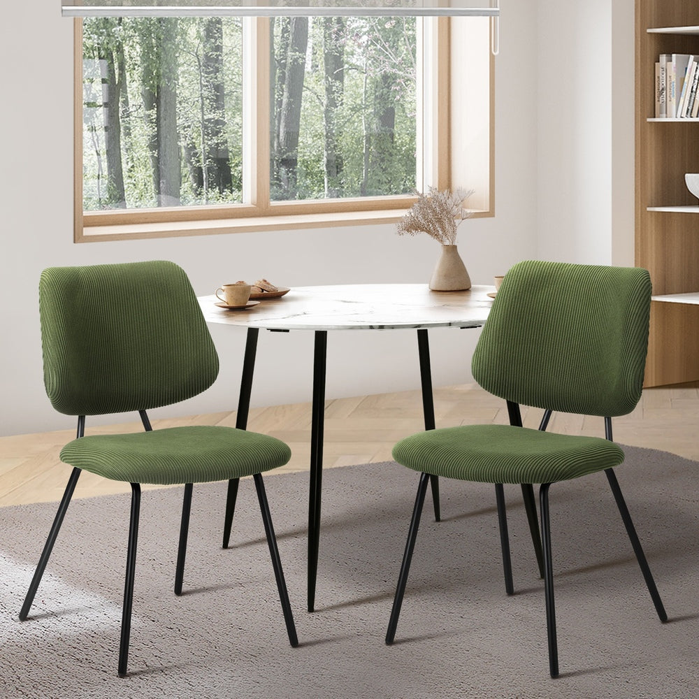 Oikiture 2x Dining Chair Vintage Retro Polyester Green-Dining Chair-PEROZ Accessories