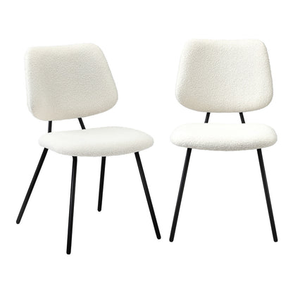 Oikiture 2x Dining Chair Vintage Retro Sherpa White-Dining Chair-PEROZ Accessories