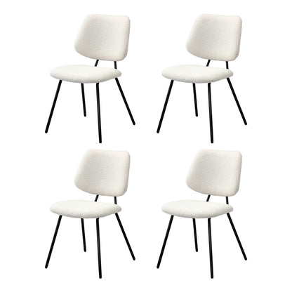 Oikiture 4x Dining Chair Vintage Retro Sherpa Padded White-Dining Chair-PEROZ Accessories