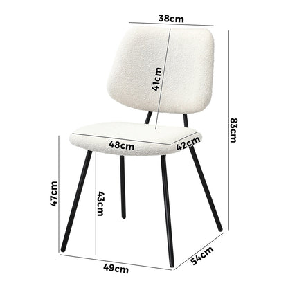 Oikiture 4x Dining Chair Vintage Retro Sherpa Padded White-Dining Chair-PEROZ Accessories