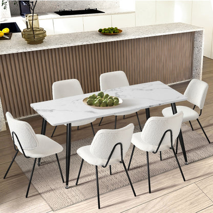 Oikiture 4x Dining Chair Vintage Retro Sherpa Padded White-Dining Chair-PEROZ Accessories