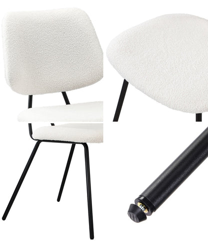 Oikiture 4x Dining Chair Vintage Retro Sherpa Padded White-Dining Chair-PEROZ Accessories