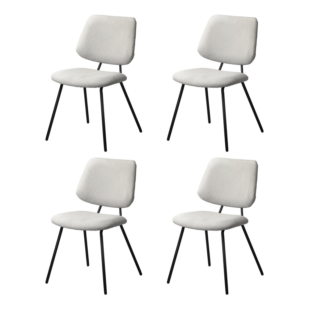 Oikiture 4x Dining Chair Vintage Retro Polyester Padded White-Dining Chair-PEROZ Accessories