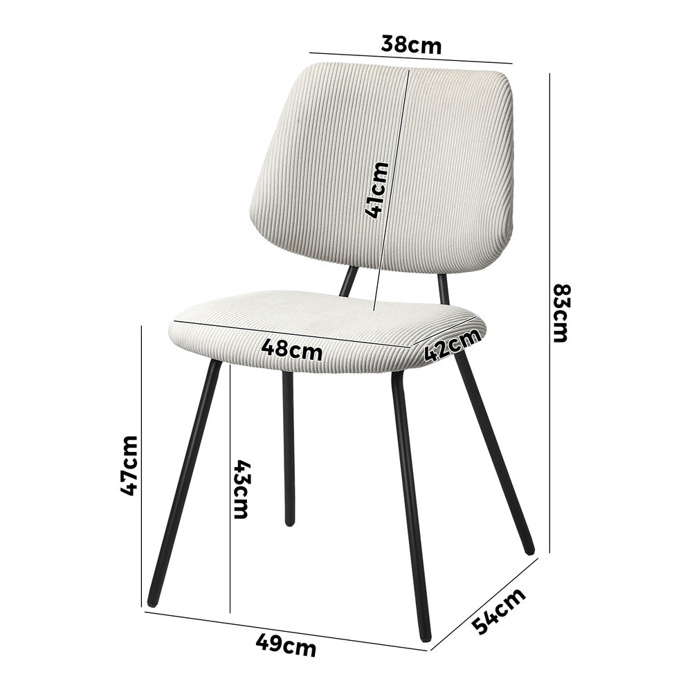 Oikiture 4x Dining Chair Vintage Retro Polyester Padded White-Dining Chair-PEROZ Accessories