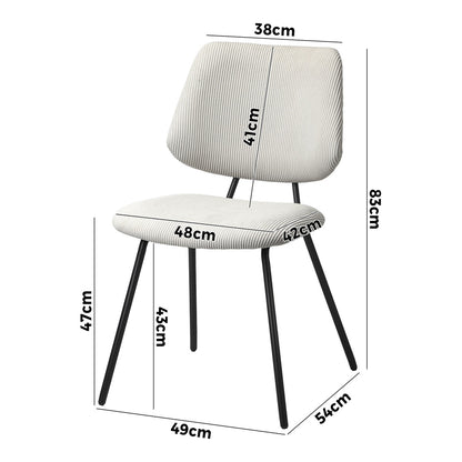 Oikiture 4x Dining Chair Vintage Retro Polyester Padded White-Dining Chair-PEROZ Accessories
