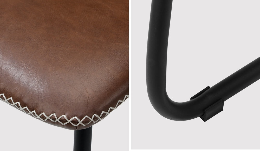 Oikiture 2x Dining Chairs Lounge Retro Padded Seat PU Brown-Dining Chair-PEROZ Accessories