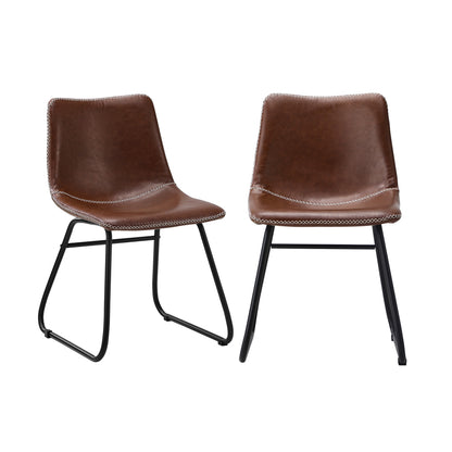 Oikiture 4x Dining Chairs Retro Padded Seat PU Brown-Dining Chair-PEROZ Accessories
