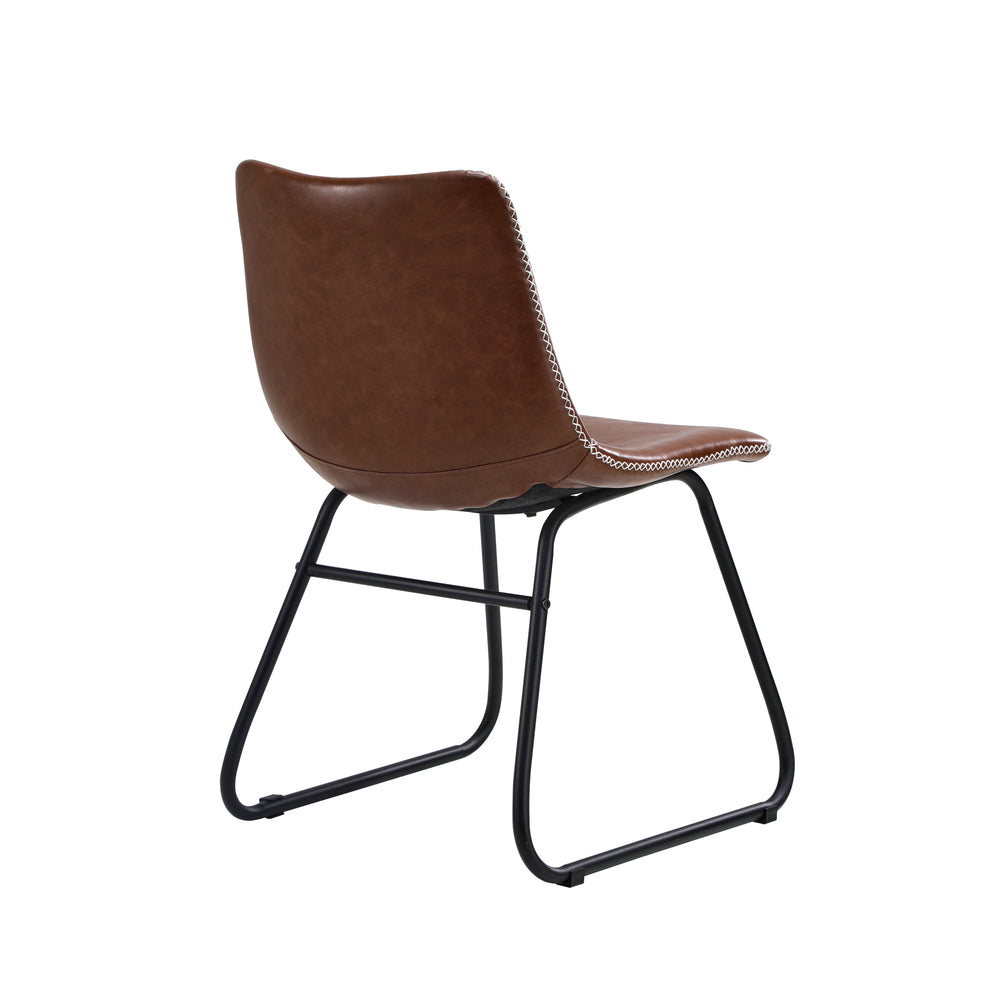 Oikiture 4x Dining Chairs Retro Padded Seat PU Brown-Dining Chair-PEROZ Accessories