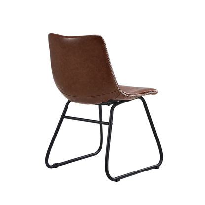 Oikiture 4x Dining Chairs Retro Padded Seat PU Brown-Dining Chair-PEROZ Accessories