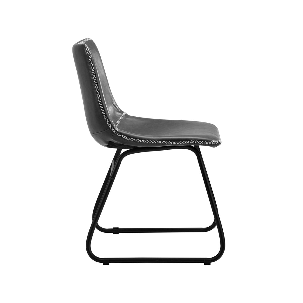 Oikiture 2x Dining Chairs Lounge Retro Padded Seat PU Grey-Dining Chair-PEROZ Accessories