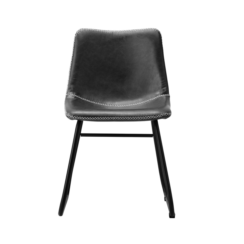 Oikiture 4x Dining Chairs Retro Padded Seat PU Grey-Dining Chair-PEROZ Accessories