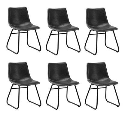 Oikiture 6x Dining Chairs Retro Padded Seat PU Grey-Dining Chair-PEROZ Accessories