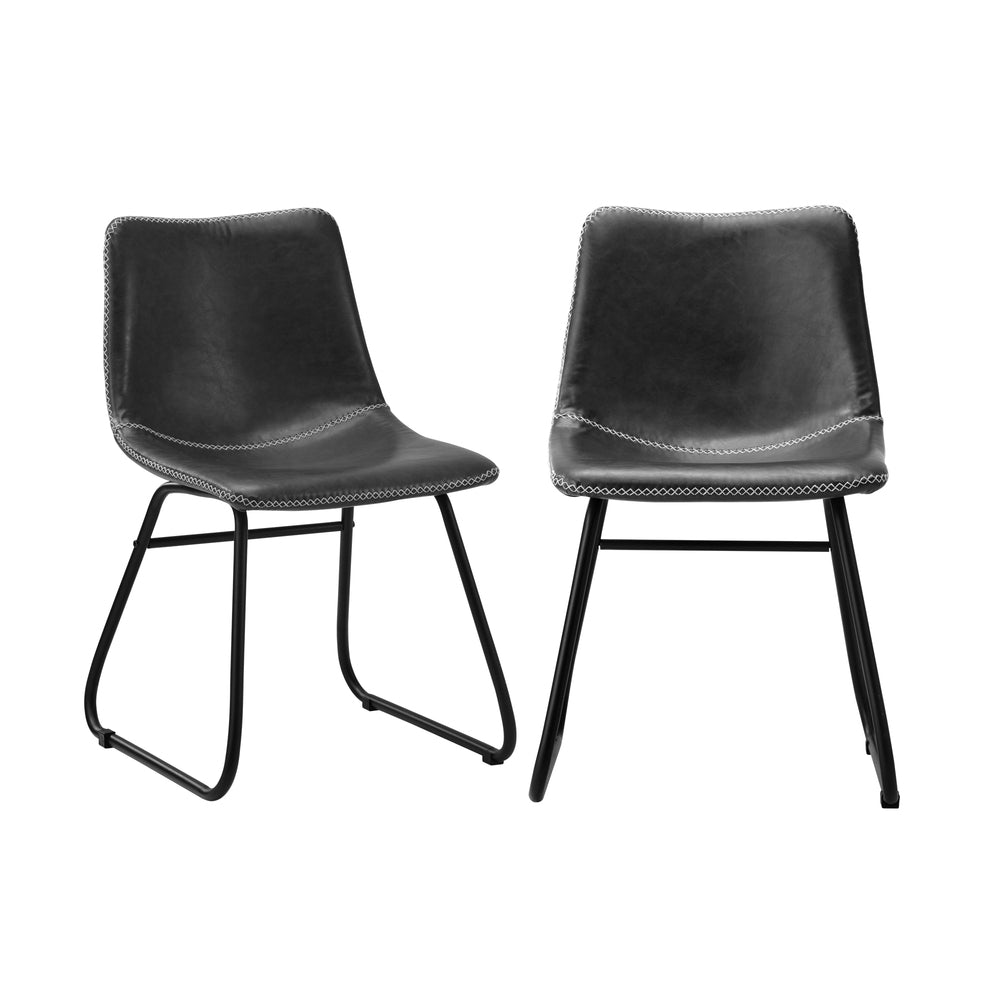Oikiture 6x Dining Chairs Retro Padded Seat PU Grey-Dining Chair-PEROZ Accessories