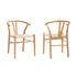 Oikiture Set of 2 Wooden Dining Chair Wishbone Shaped Chair-Dining Chair-PEROZ Accessories