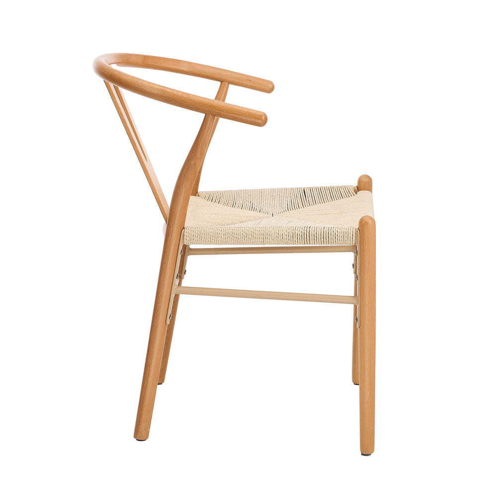 Oikiture Set of 2 Wooden Dining Chair Wishbone Shaped Chair-Dining Chair-PEROZ Accessories