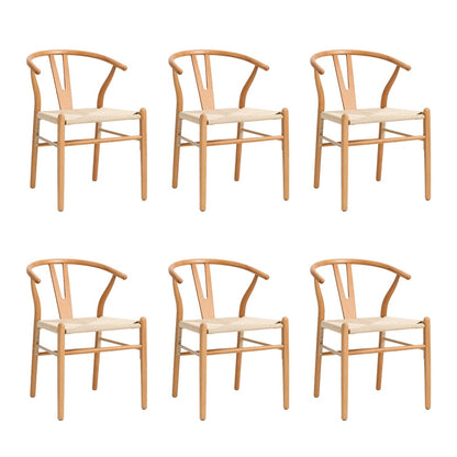 Oikiture Set of 6 Wooden Dining Chair Wishbone Shaped Chair-Dining Chair-PEROZ Accessories