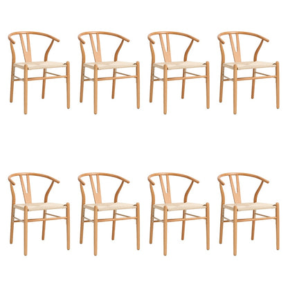 Oikiture Set of 8 Wooden Dining Chair Wishbone Shaped Chair-Dining Chair-PEROZ Accessories