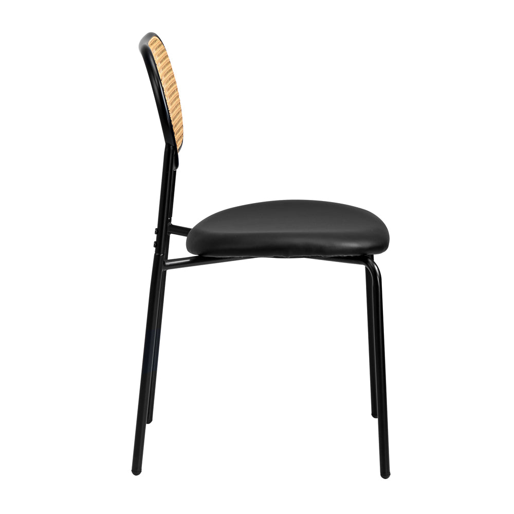 Oikiture 4PCS Dining Chair Rattan Furniture PU Leather Black-Dining Chair-PEROZ Accessories