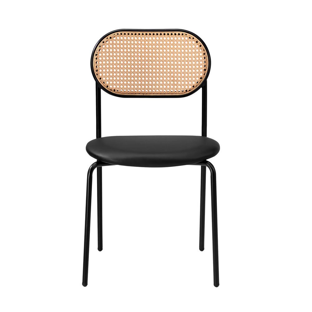 Oikiture 6PCS Dining Chair Rattan Furniture PU Leather Black-Dining Chair-PEROZ Accessories