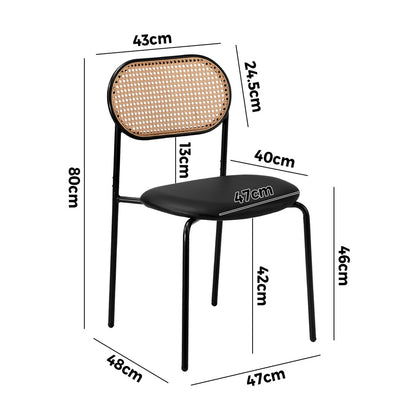 Oikiture 6PCS Dining Chair Rattan Furniture PU Leather Black-Dining Chair-PEROZ Accessories