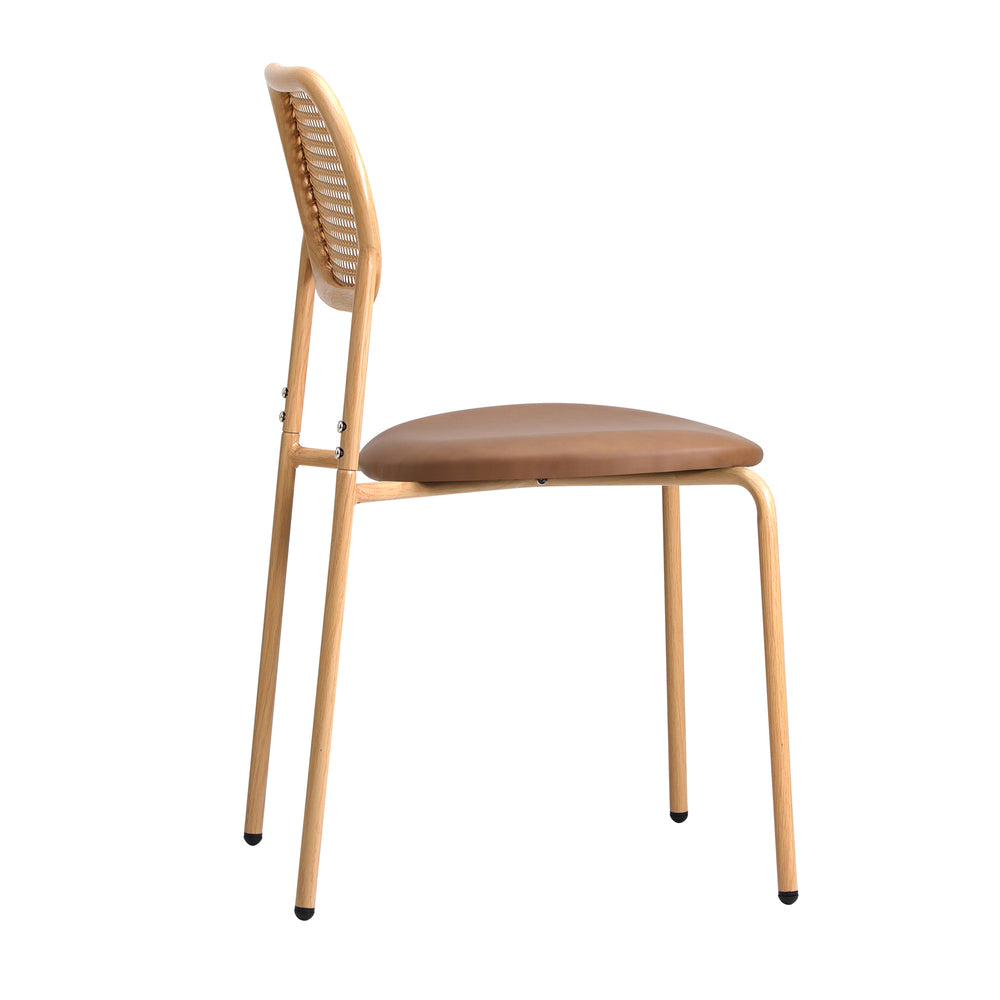 Oikiture 4PCS Dining Chair Rattan Furniture PU Leather Brown-Dining Chair-PEROZ Accessories