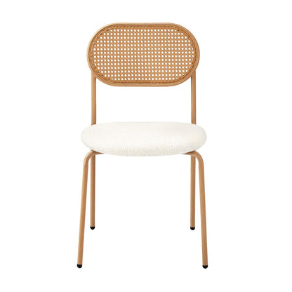 Oikiture 2PCS Rattan Dining Chair Sherpa White-Dining Chairs-PEROZ Accessories