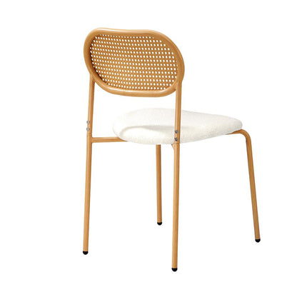 Oikiture 2PCS Rattan Dining Chair Sherpa White-Dining Chairs-PEROZ Accessories