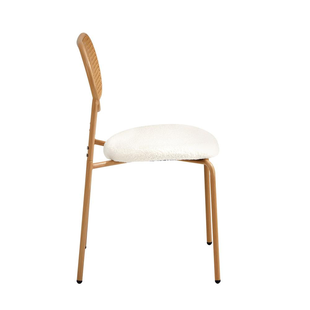Oikiture 2PCS Rattan Dining Chair Sherpa White-Dining Chairs-PEROZ Accessories