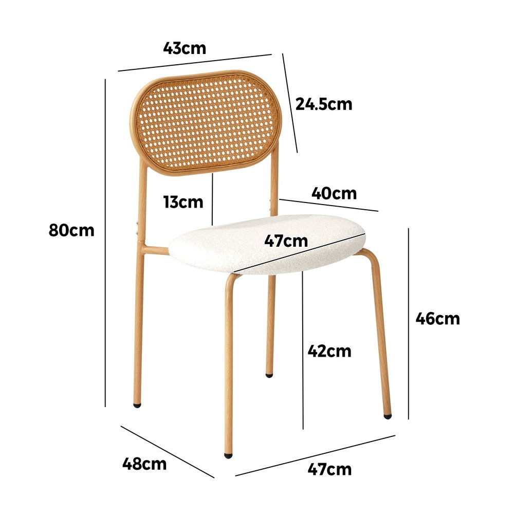 Oikiture 4PCS Dining Chair Rattan Furniture Sherpa White-Dining Chair-PEROZ Accessories