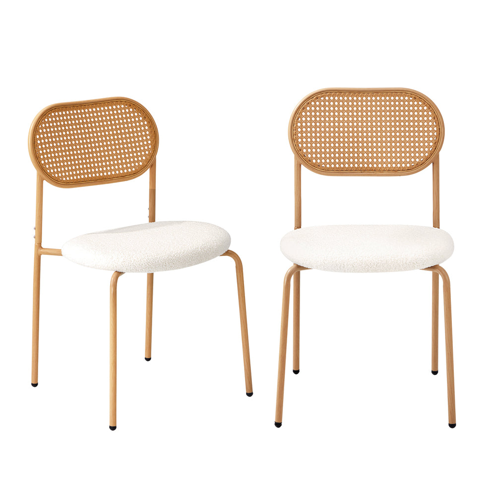 Oikiture 6PCS Dining Chair Rattan Furniture Sherpa White-Dining Chair-PEROZ Accessories