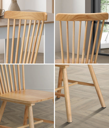 Oikiture 2x Dining Chairs Minimalist Vertical Back Wooden-Dining Chairs-PEROZ Accessories
